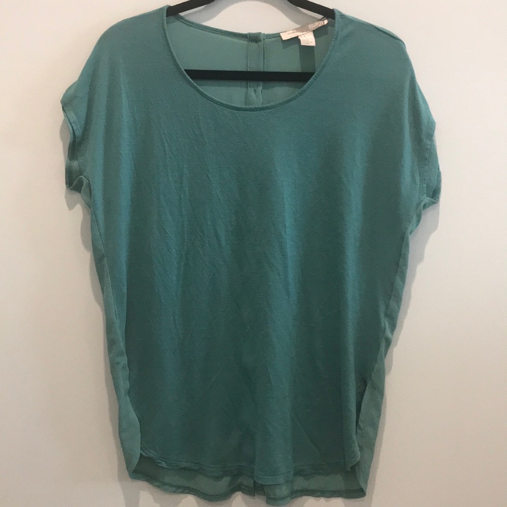 Forever 21 hi low rayon sheer button back top S